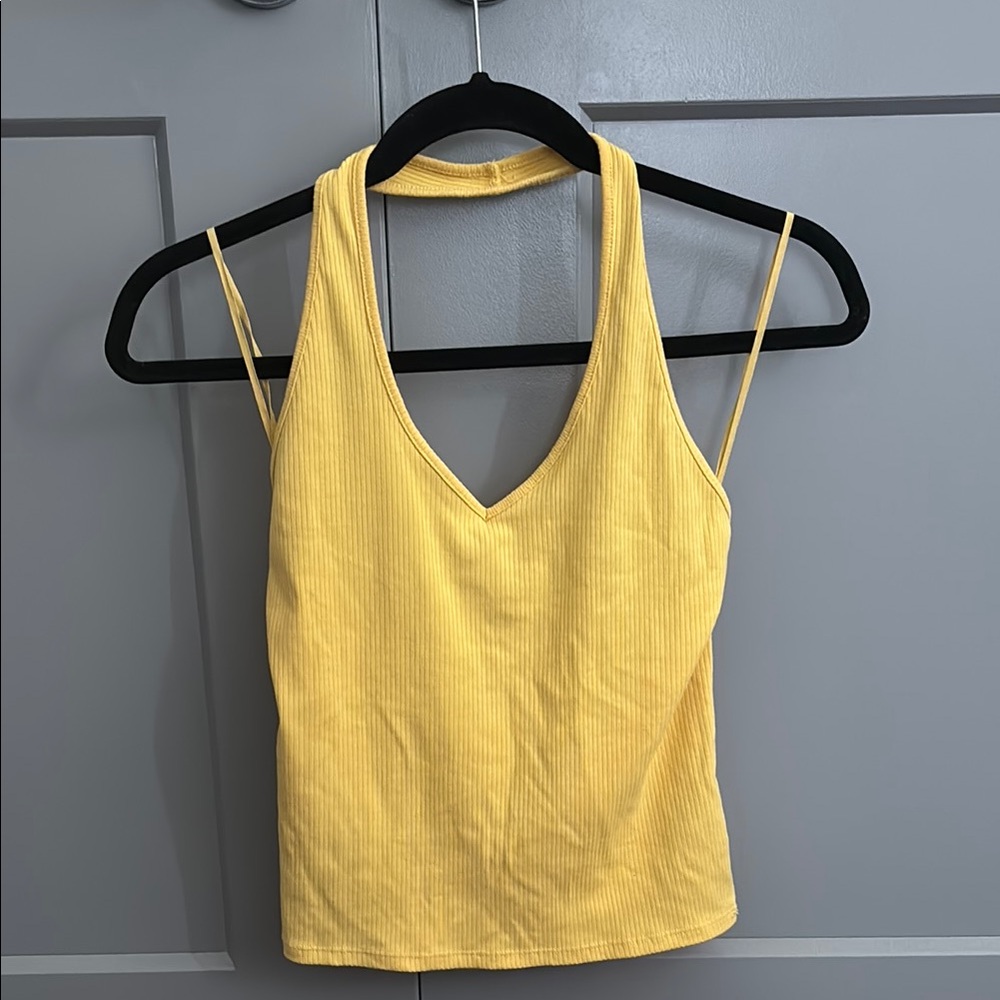 American Eagle Outfitters Yellow Crop Halter Top